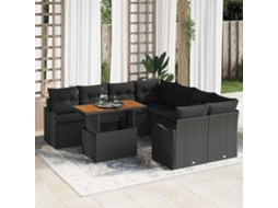 Vidaxl Conjunto De Sofá De Jardim 9 Unid. Preto Rattan Sintético