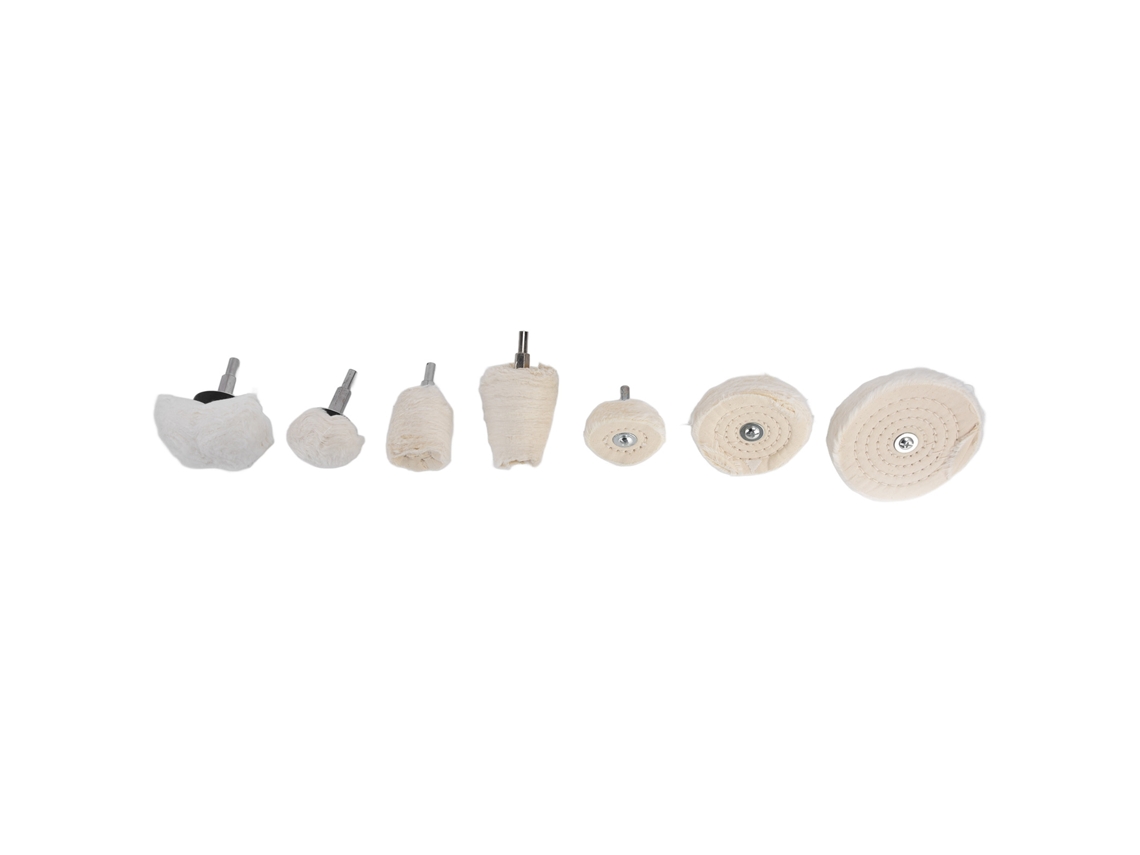 Kit De 7 Rodas De Polimento De Lã De Algodão Com Cabo De 1/4 Polegada Para Furadeira, Polimento E Lixamento De Metal E Vidro