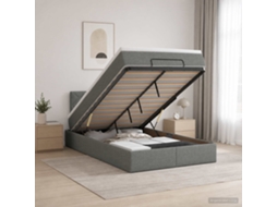 Vidaxl Cama Ottoman Com Colchão Cinzento-escuro 120 X 200 Cm Tecido