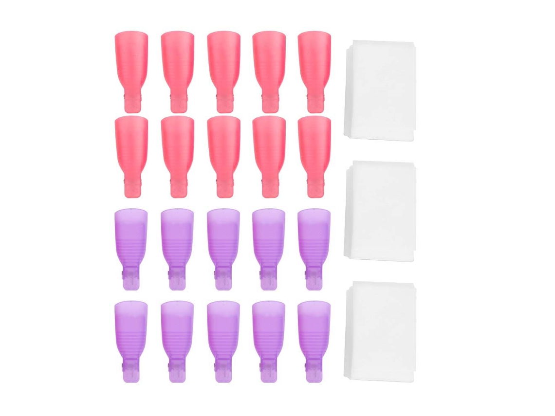 Kit De Remoção De Esmalte Com Clips Reutilizáveis E Algodão Suave Para Unhas Uv Gel - Ferramenta De Manicure Portátil