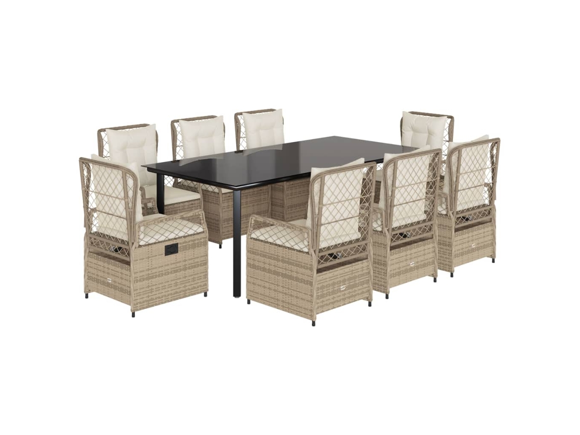 Garden Dining Set, Garden Dining Sets Vidaxl Bege Rattan / Vime (200 X 100 X 74 Cm)