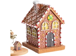 Casa de Gengibre Decora o Mesa Natal Estatueta Resina com Luz para Festas na Lareira Interior VAYOTOY