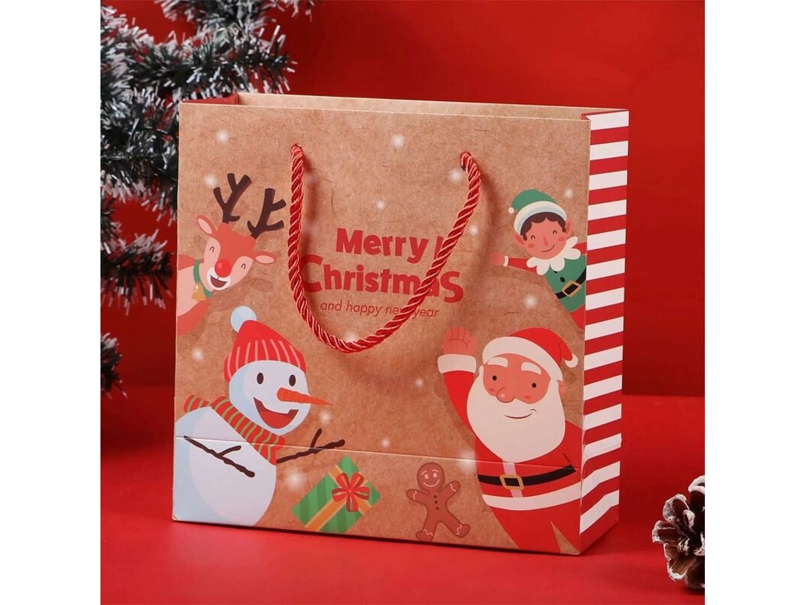 Sacos de Presente de Natal Premium 12 Sacos de Papel com Alças Conjunto de Sacos de Natal de Espessura Média M 20 X 8 X 20 Cm RNEMITERY