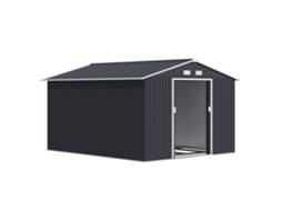 Casinha De Jardim Com 2 Portas De Correr E 4 Aberturas De Ventilação, Em Aço, 322x277x192 Cm, Cinza.