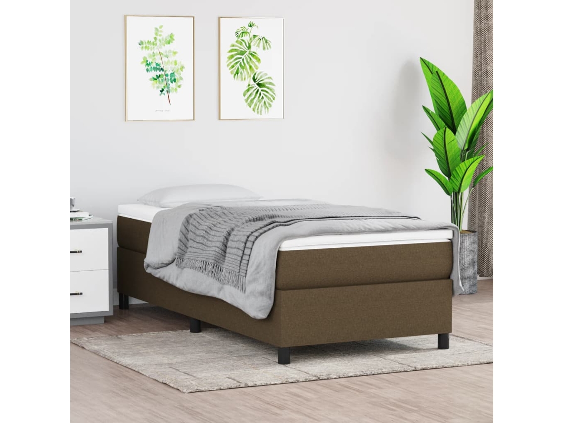 Estrutura De Cama Sem Colchão 90x200 Cm Tecido Castanho-escuro