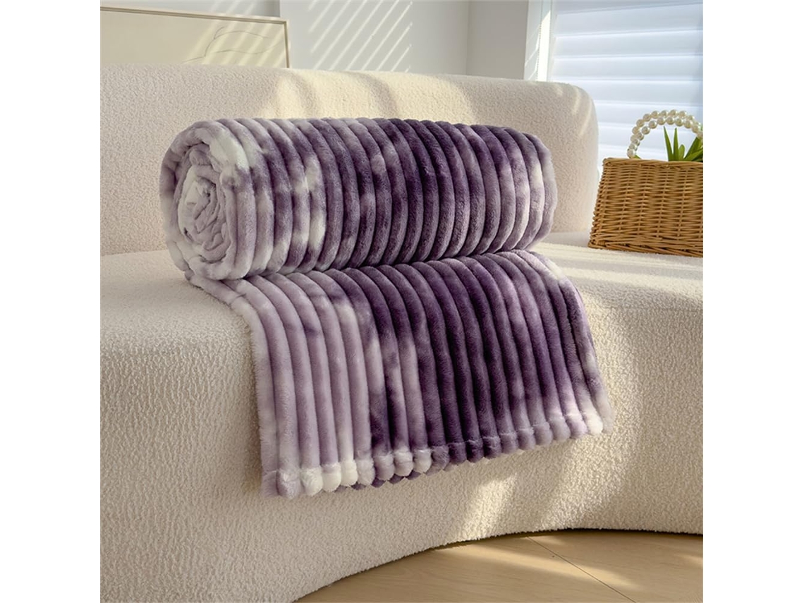 Manta de Flanela Fansu com Estampa Tie dye Felpuda Listrada para Cama Ou Sofá Fofa Quente Macia e Grossa Todas