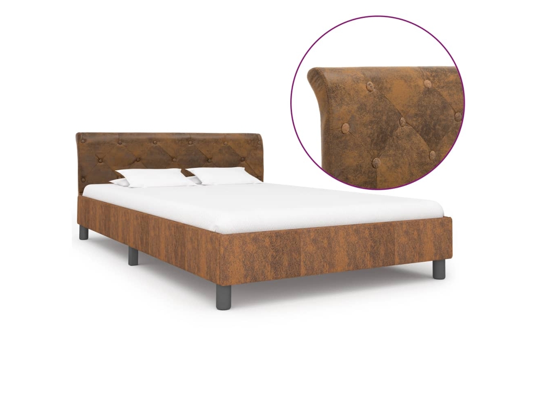 Vidaxl Estrutura De Cama 140x200 Cm Camurça Artificial Castanho