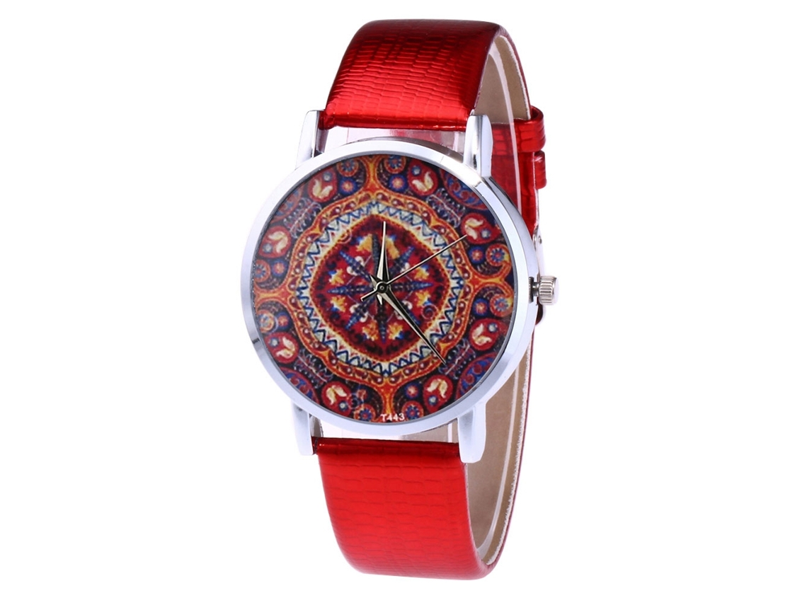 Relógio feminino Zhoulianfa, analógico, de quartzo, com pulseira de PU (vermelho)