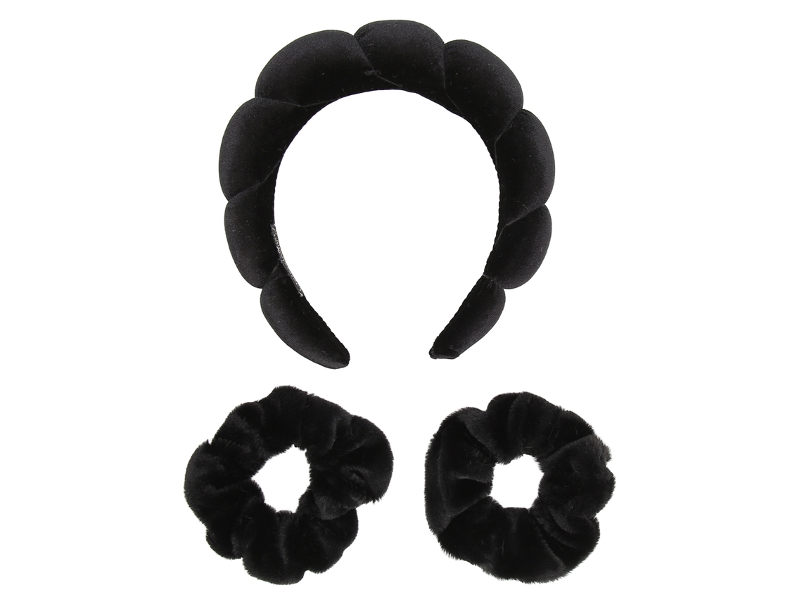 Set De 2 Cintas Para Cabelo E Pulseiras De Lavagem Facial, Poliéster Suave, Evita Molhar O Cabelo E Mantém Seco