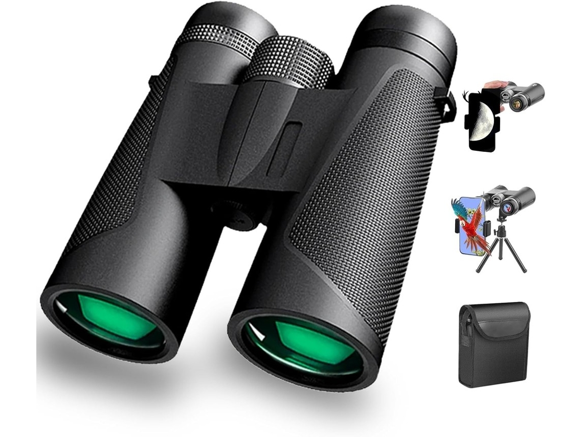 Binóculos 12x42 Hd Óptica Visão Nítida Com Tripé E Adaptador Para Telemóvel Para Viagens (preto)