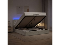 Vidaxl Cama Ottoman Com Colchão E Led Cinzento-claro 200 X 200 Cm