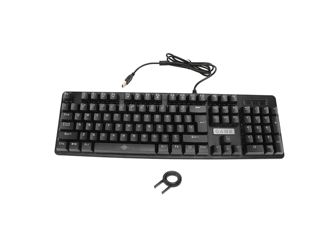 Lurelia Teclado Com Fio, 104 Teclas, Ergonómico, Mecânico, Rgb, Gaming, Retro, Cor Azul