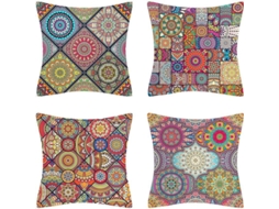 Capinha de Almofada Decorativa Mandala 45x45 cm em Algodão e Linho Bohemia | S/MARCA