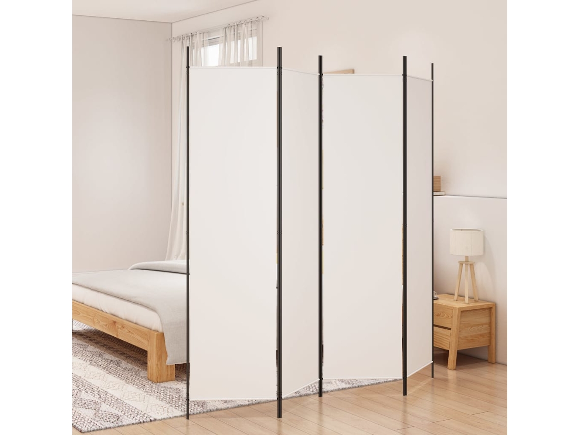 Vidaxl Biombo Com 4 Painéis 200x200 Cm Tecido Branco
