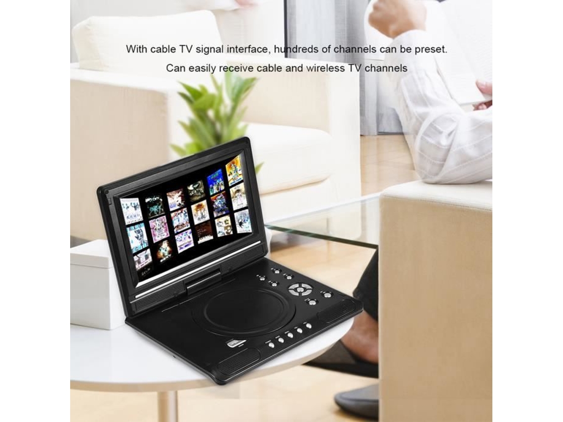 HURRISE 9 Polegadas Dvd Player Portátil Widescreen Lcd Rotatable Dvd Video Player Rádio Fm Jogo Sd Usb Av Cd Vcd Som Suporte