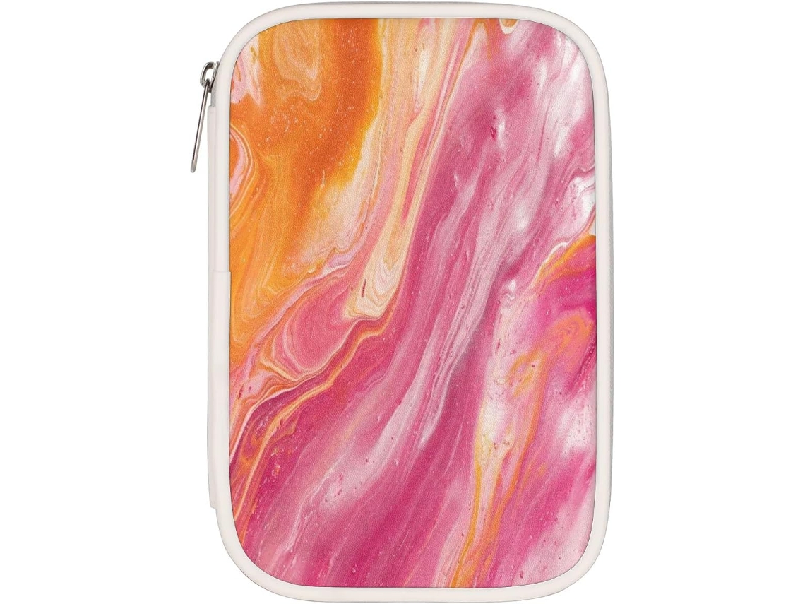 Estojo Canetas Mármore Rosa Abstrato, Bolsa Material Escolar, Papelaria Organizador de Artigos, Estojo
