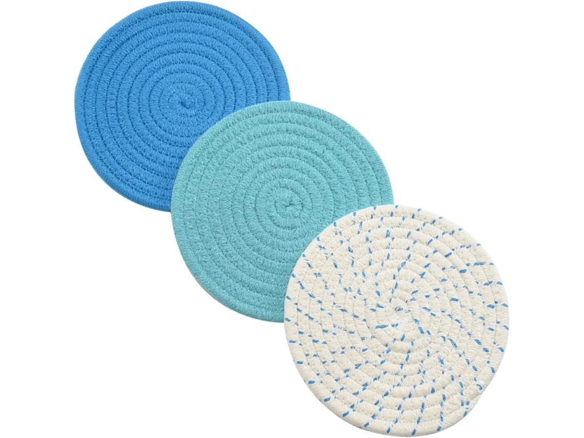 Conjunto De Pegadores De Panela E Trivets 100% Algodão Puro 3 Unidades Cinza 7 Polegadas Acessórios Resistentes Ao Calor Para Cozinha