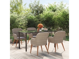 Vidaxl 5 Pcs Conjunto De Jantar P/ Jardim C/ Almofadões Castanho