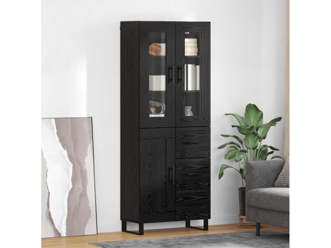 Vidaxl Buffê 2 Pcs Carvalho Preto Madeira Compensada E Vidro