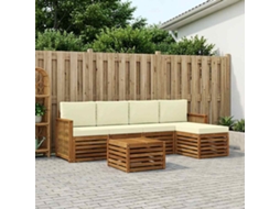 Vidaxl Conjunto De Sofás Para Exterior 6 Unid. Natural E Creme