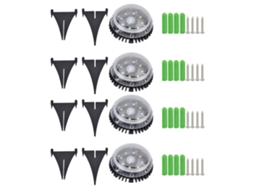4pcs Lâmpadas Solares Subterrâneas 8 LEDs Ip67 Jardim Pátio Exterior | S/MARCA