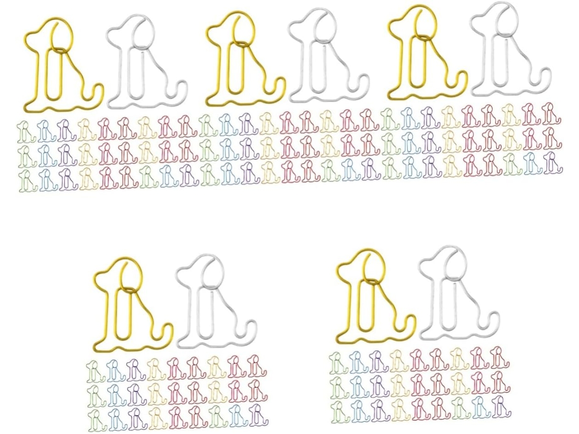 Conjunto Villcase de 5 clipes de papel decorativos em formato de cachorrinho, clipes de papel em formato de buldogue e clipes de papel.