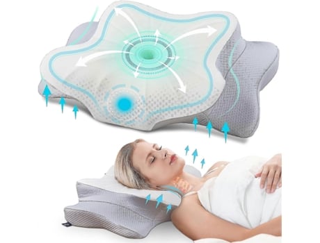 Almofada ortopédica, almofada ergonómica de apoio ao pescoço feita de espuma viscoelástica e almofada de pescoço para um suporte ideal, almofada para travessas laterais, costas e estômago
