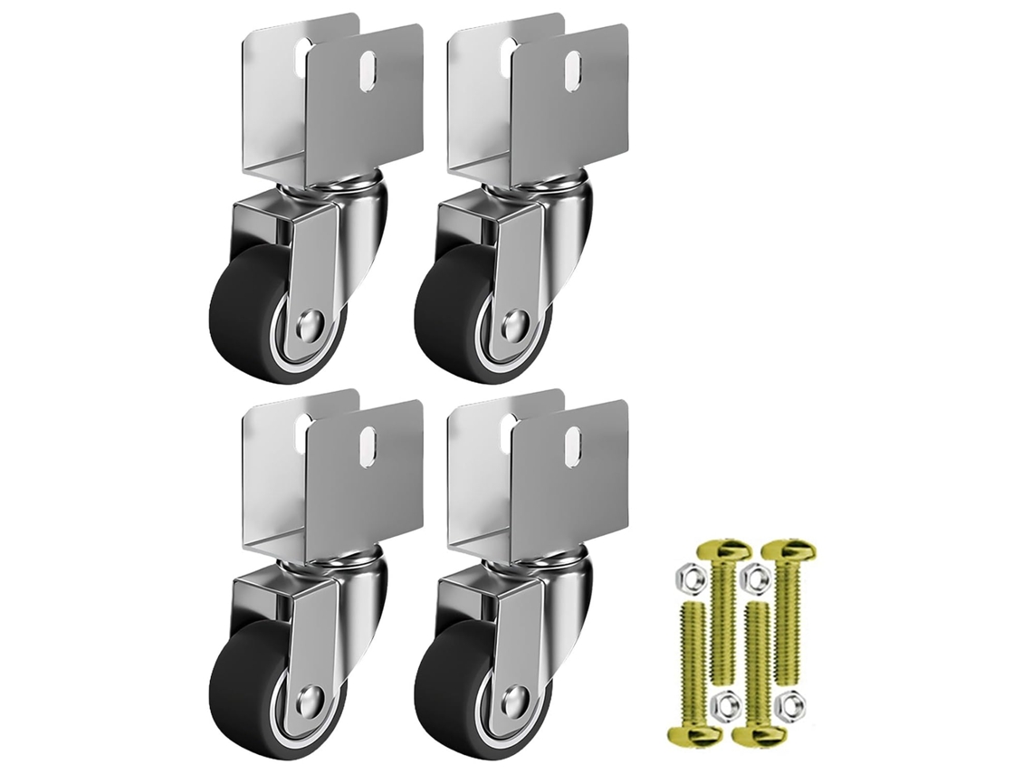 Conjunto de 4 hastes giratórias universais de 3 polegadas (81 cm), com rodas de substituição resistentes e silenciosas para movimentação.