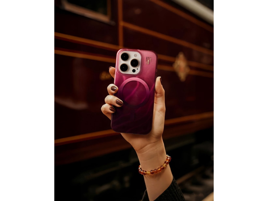 Capa Transparente Para Iphone 17 Pro Max Na Cor Cereja Laqueada