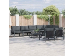 Vidaxl Conjunto de Sofá de Jardim com Almofada 8 Pcs Preto Aço