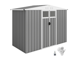 Gaiola externa para coelhos em madeira e metal, para 2-3 animais, 225x70x100cm, cinza e branco | S/MARCA