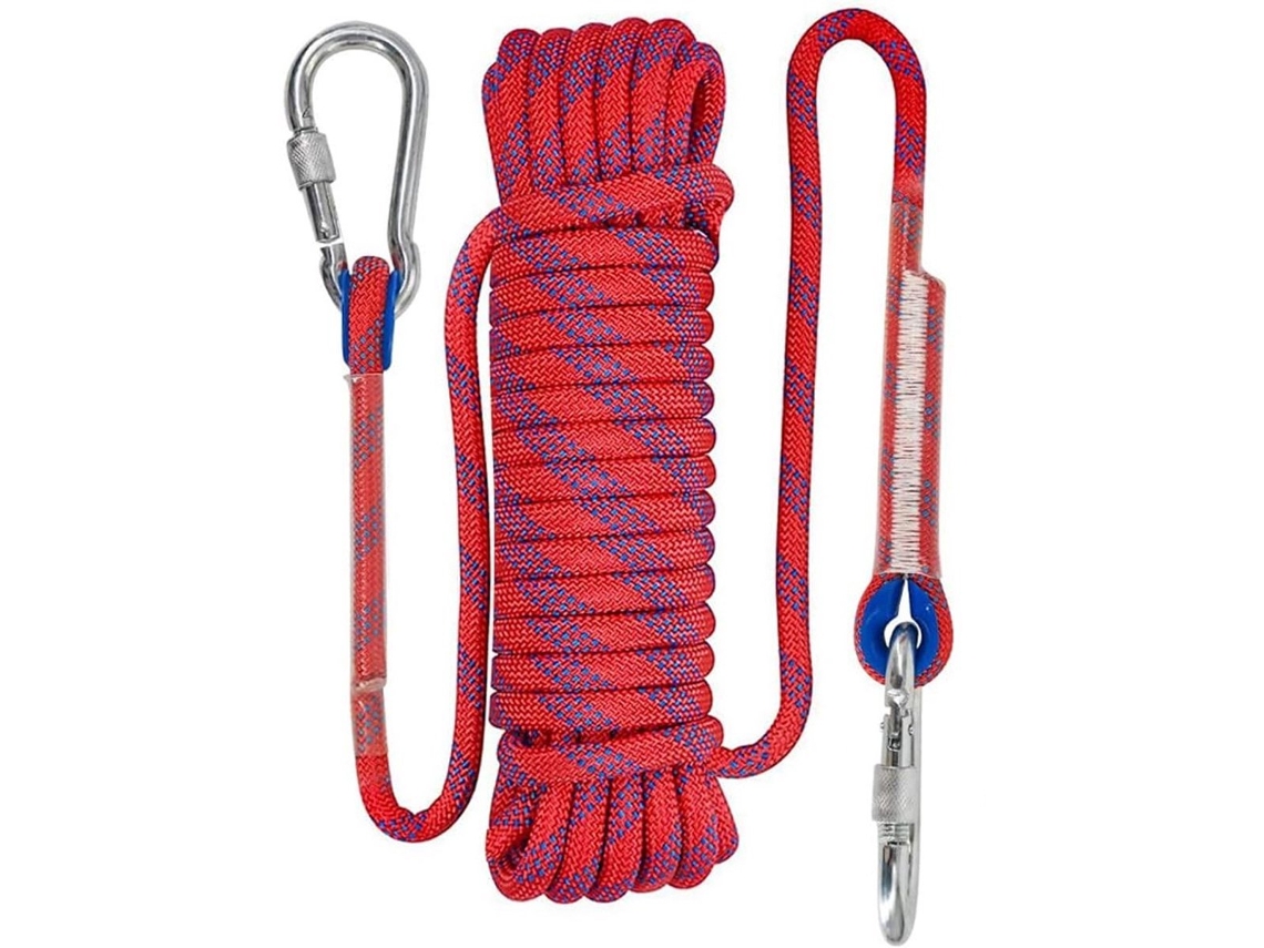 Corda de Escalada 10 Metros Mm Espessura Inclui Mosquetão Magnética Durável para Pesca e Vermelha AQUAFORGE