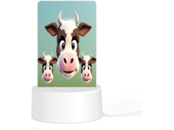 Luminária Noturna De Led Em Acrílico Com Plugue E Base Plástico, Estampa Fofa De Vaca, Luz Uniforme E Totalmente
