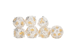 Ats set de 7 Dados Huecos de Cobre Metal Equilibrados Grabados Poliedros para Juegos de Mesa Platsa Amarillo