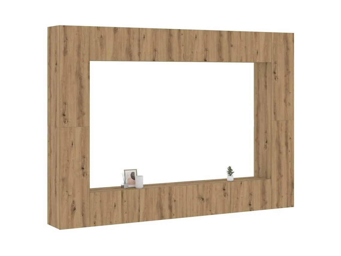 Vidaxl Conjunto De Armário Tv Parede 8 Pcs Madeira Carvalho Artisiano