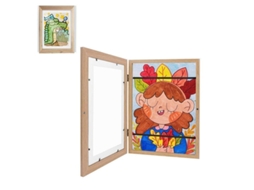 Rebe-marco Para Arte Infantil Marco De Fotos Com Armazenamento Para Desenhos E Manuais Gpn Madeira Original