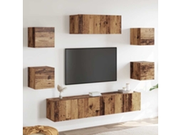 Vidaxl Conjunto De Armário Tv De Parede 5 Pcs Madeira Velha