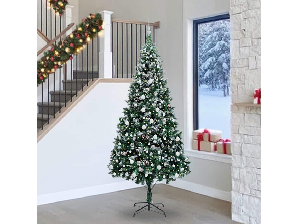 Vidaxl Árvore De Natal Artificial Verde 240 Cm Pvc, Aço E Plástico