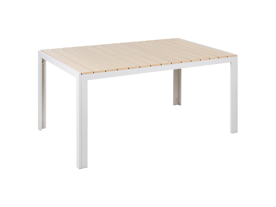 Mesa De Jardín Para 6 Personas Beliani Como De Madera Plástica Beige 90x150x74