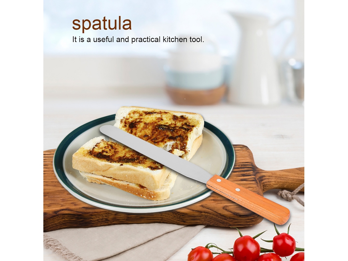 Espátula De Aço Inoxidável Com Cabo De Madeira (10 Polegadas, Adequada Para Raspar Creme Em Bolos E Pães) +eoocoo