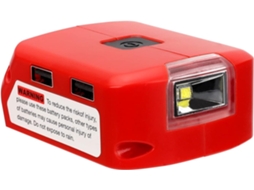 Adaptador De Carregador Usb Para Baterias De Lítio Milwaukee M18, Luz De Trabalho Led Com Carregador Usb Duplo E Porta De 12 V Cc