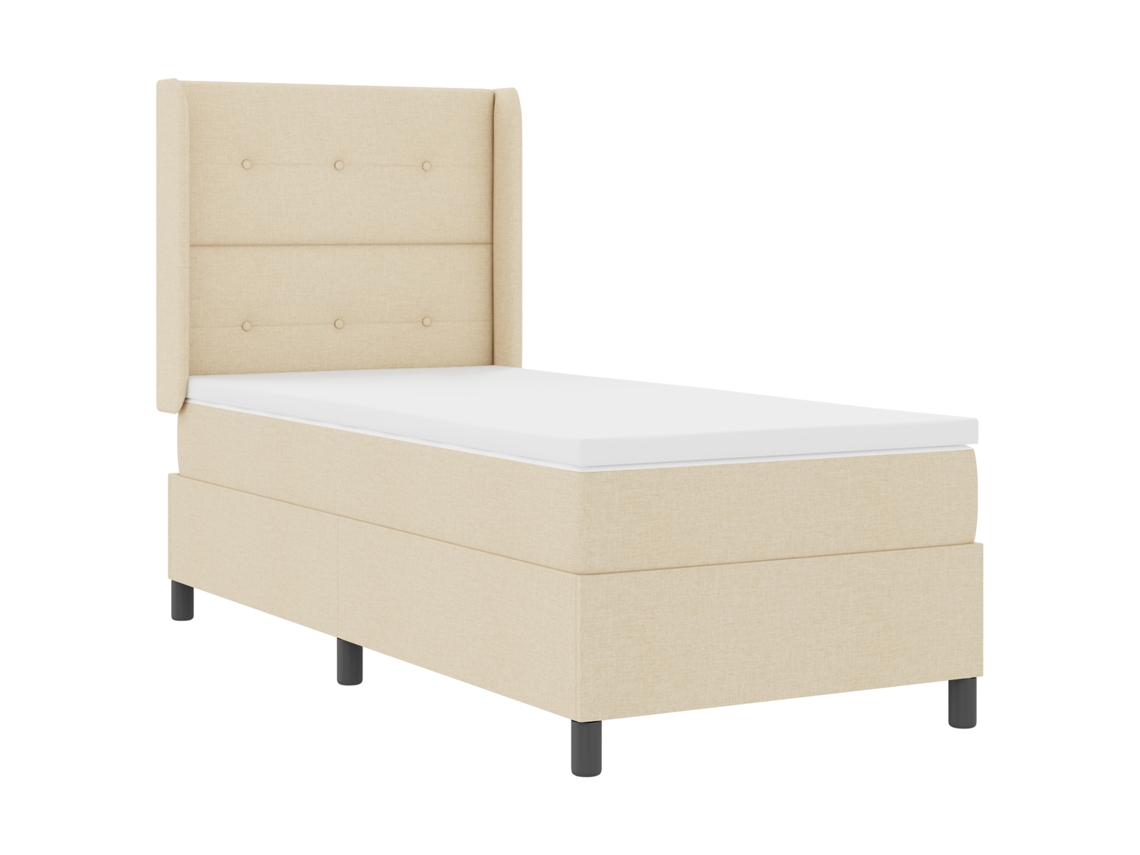 Conjunto 1 Cama Box Vidaxl Creme Tecido (90 X 190 Cm)