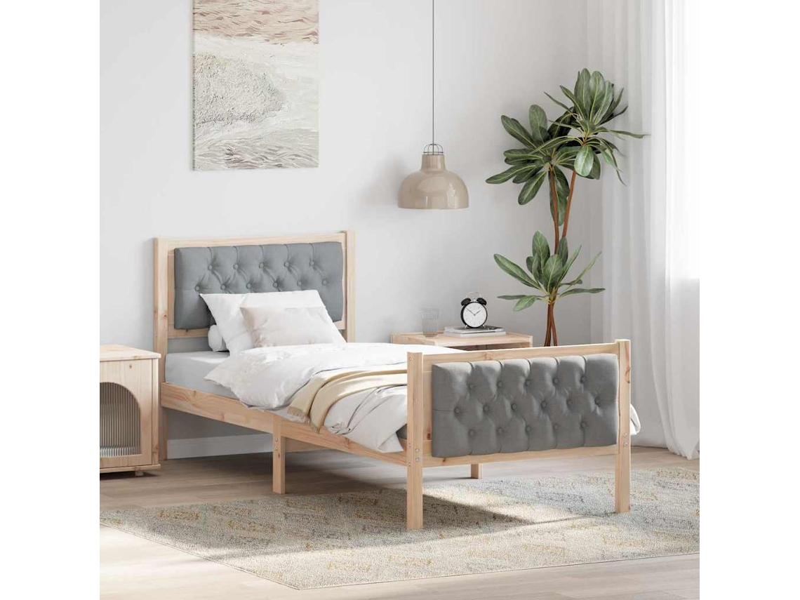 Vidaxl Estrutura Da Cama Com Cabeceira Cinzento-claro 80 X 200 Cm
