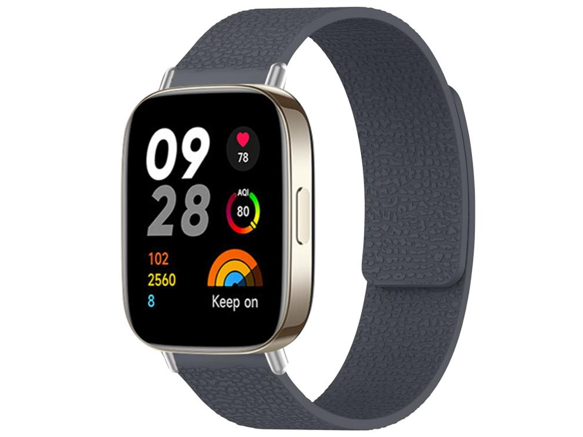 Bracelete Para Redmi Watch 3 - Silicone Magnético - Textura De Lichia Cinza