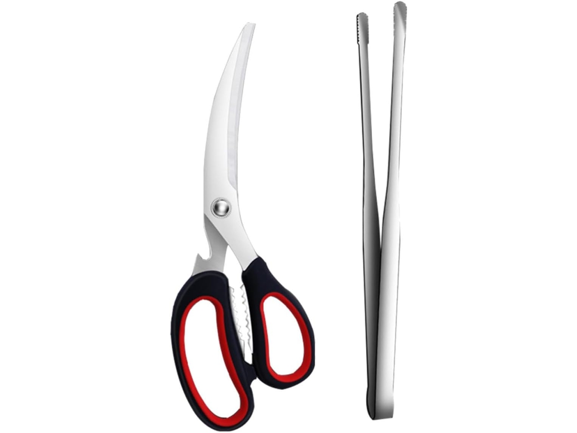 Pinça Para Churrasco Em Aço Inoxidável 304com Cabo Confortável, Conjunto De 2 Peças Cor Aleatória Ferramenta Prática