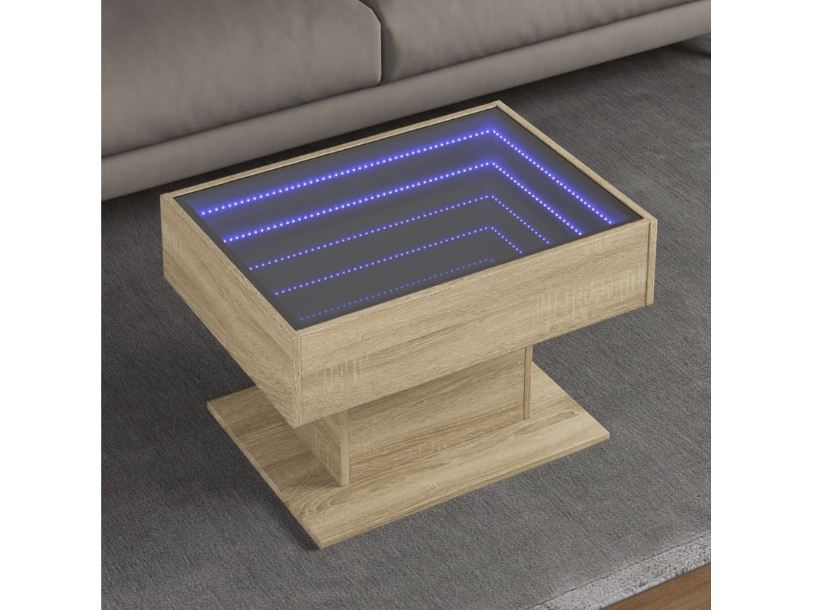 Vidaxl Mesa De Centro C/ Leds 70x50x45 Cm Derivados De Madeira