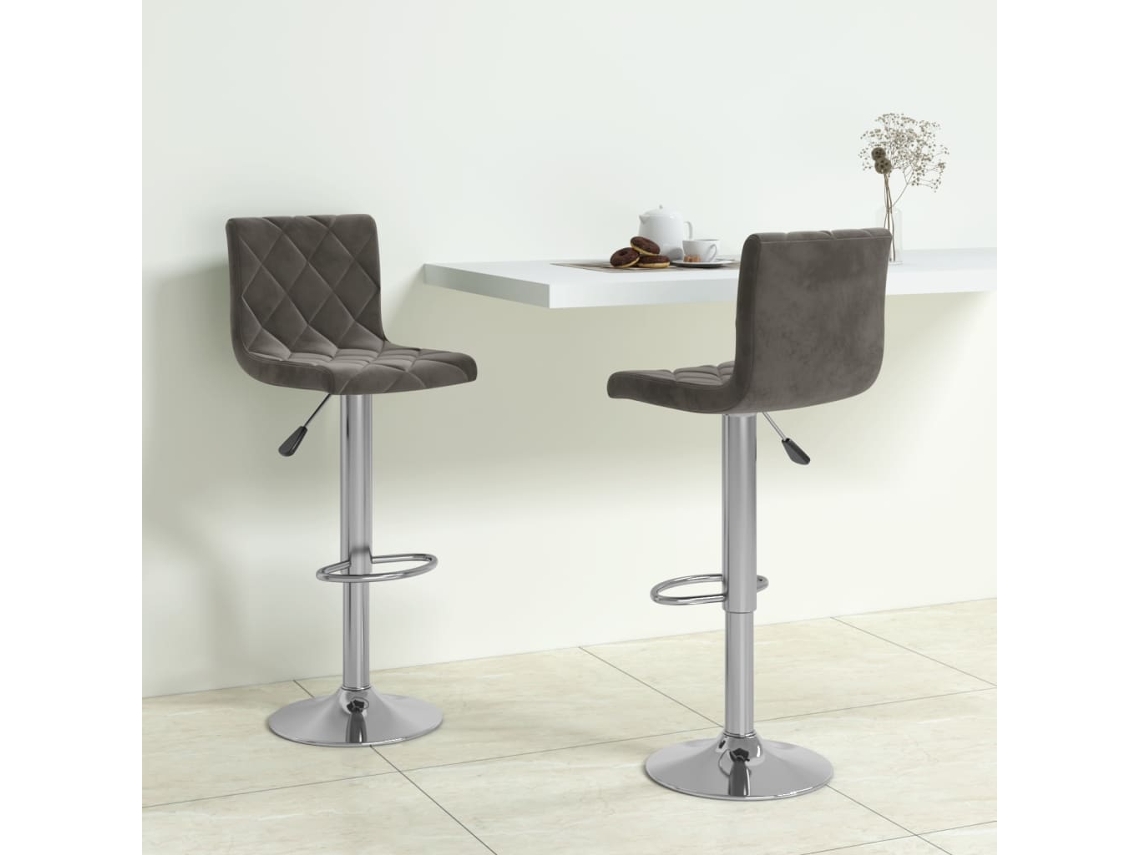 Vidaxl Bancos De Bar 2 Pcs Veludo Cinzento-escuro