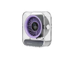 Mini Ventilador De Mesa Turbo Alta Velocidade Com Carregamento Usb E Visor Digital, Roxo