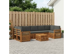 Vidaxl Conjunto De Sofás Para Exterior 8 Unid. Natural E Antracite