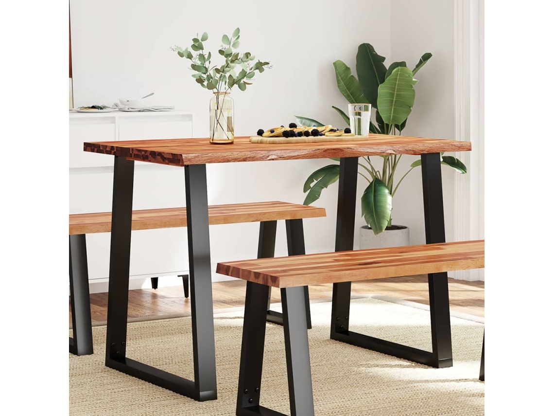 Vidaxl Mesa De Jantar C/ Bordas Vivas 110x70x75 Cm Acácia Maciça